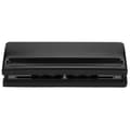 Adjustable 6-Hole Paper Punch, Office Puncher, Black Non-Slip Base