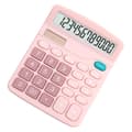 Pink Cute Mini Solar Powered Calculator, Multifunctional Digital Desktop Calculator for Students, School, Home Office