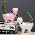 Miniatyrbillede 7 af 8: Katteunger Keramik Sukkulenter Potter med Drænhul Mini Potter til Planter Kaktus Planter Beholdere til Hjem og Kontor Dekoration