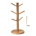 Bamboo Mug Holder, Tree-Shaped Storage Rack with 6 Hooks, Detachable Teacup Holder, Organizer