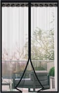 95x200cm Magnetic Screen Door - Automatic Closing Magnetic Microfiber Screen Curtain - Black Screen Curtain