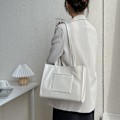 Miniatyrbillede 6 af 8: Kvinders Tote PU Læder Stor Kapacitet Fashionabel Alsidig Dame Håndtaske til Pendling Forretningsrejse Hvid One Size