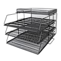 Miniatyrbillede 8 af 10: 4 stk. Filhylde Stabelbar Adskillelig Mesh Huldesign Stor Kapacitet Nem Installation Skrivebords Filopbevaring Holdere