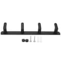Simple Rows of Space Aluminum Hooks, Wall Mounted Hook for Kitchen, Bathroom, Wardrobe, Black, 4 Hooks