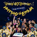 Miniatyrbild 8 av 8: 40-års Dekorationer för Män, 1 Set Blå Guld Glad 40-årsdag Banner, 40-årsdag Ballonger, Flaggor, Sash, Tårta Toppers för Män 40-årsdag