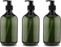 3-pack 500 ml påfyllningsbara PET-pumpflaskor för schampo, tvål, balsam, duschgel, lotion, transparent grön