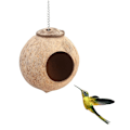 Miniatyrbillede 1 af 6: 1 stk Naturlig Kokosnøddeskal Fuglerede Pet Fuglefoder Legetøj med 6 cm Hul