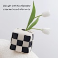 Miniatyrbillede 3 af 5: Vævæskeskrin Cover, Kvadratisk Vævæskeskrin Holder, Moderne PU Læder Vævet, Stilfuld Ternet Design til Stue, Dekorativ Hylde