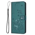 För iphone 16 pro Präglat Läder Telefonfodral (Med Axelrem) Plånboksfodral (Mörkgrön, Mörkgrön)