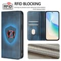 Miniatyrbillede 5 af 5: Vintage tekstur RFID-blokerende læder telefonbeskyttelsesetui til iPhone 17 Pro Max Wallet Case (blå, blå)