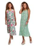 Amber | Damer | Vendbar Sommerkjole Blomstret 2-i-1 (Navy Cerise, 12 Lang)