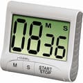 Kökstimer \"Countdown\" (med timer- och stoppursfunktion, fästs med magnet, klämma, fäste eller stativ, batteridriven, digital) Vit/Grå