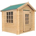 Pikkukuva 1 / 6: Timbela M570Z-1 Puutalo lapsille - Vihreä katto - Ulkoleikkimökki 111x113xK121cm/0.9 m2 Beige
