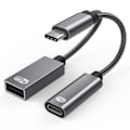 Pikkukuva 1 / 5: USB-C uros - USB-A naaras + USB-C PD -latausportti ja OTG-sovitin USB 2.0