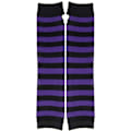 Miniatyrbillede 5 af 5: Lange Strikkede Vanter Knæhøje Stribede Strømper Leggings Kostumetilbehør 2 Par Sæt, Sort og Lilla, One Size lilla purple