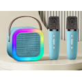 Pikkukuva 1 / 4: Karaokemikrofoni lapsille ja aikuisille, kannettava Bluetooth Mini Karaoke Mikrofoni Laululaite 2 mikrofonilla ja valoilla, lelut blue