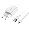 Miniatyrbilde 2 av 5: Borofone BA21A Hongtu enkelport QC3.0 lader mobiltelefon universell europeisk standard hurtigladehode Android-sett