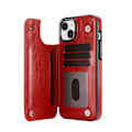 Miniatyrbillede 1 af 11: Elegant Hållbart läderfodral för iPhone 15 Plus Red