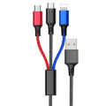 Miniatyrbilde 1 av 3: 3 i 1 Multifunktionell Snabbladdnings Micro-USB/Lightning/Type-C Flerfärgad