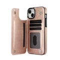 Miniatyrbillede 1 af 11: Elegant Hållbart läderfodral för iPhone 15 Plus Pink
