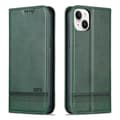 iPhone 15 plus - Pl�nboksfodral Magnetisk i L�der 3-kortfack Mörkgrön