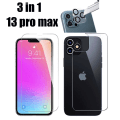 Pikkukuva 4 / 11: 3-PACK 3in1 Fram- & Baksida + Kameralinsskydd iPhone 13 Pro Max Transparent