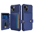 Elegant plånboksfodral i lyxigt PU-läder för iPhone 15 Plus Marinblå