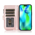 Miniatyrbild 8 av 11: iPhone 15 Pro - Plånboksfodral i mikrofiberläder med dragkedja Svart