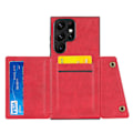 Miniatyrbillede 9 af 11: Samsung Galaxy S24 Ultra -  Lyxigt PC-läder retro flip-fodral i plånboksstil Red