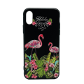 Pikkukuva 1 / 8: Skyddande Skal av Silikon till iPhone X/XS (BLACK FLAMINGO)