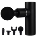 Miniatyrbillede 1 af 11: Mini Massage Gun / Massage Pistol (4 Huvuden) Muskelstimulans Svart