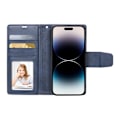 Pikkukuva 11 / 11: iPhone 16 Plus - Hanman Miro 2-in-1 Stilrent Plånboksfodral Blå