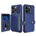 Elegant plånboksfodral i lyxigt PU-läder för iPhone 15 Pro Max Marinblå