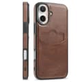 iPhone 16 - Slimmat & stilrent läderfodral från Leman Mörkbrun