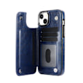 Miniatyrbillede 1 af 11: Elegant Hållbart läderfodral för iPhone 15 Plus Marine blue