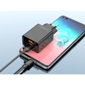 Pikkukuva 1 / 5: Techancy/Snabbladdare/USB Typ C/2.4A/Dubbla Portar/1M Black