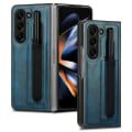 Miniatyrbillede 1 af 11: Läderfodral med pennhållare för Samsung Galaxy Z Fold 5 Marine blue