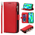 Miniatyrbilde 1 av 11: iPhone 15 Pro - Plånboksfodral i mikrofiberläder med dragkedja Red
