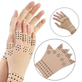 Pikkukuva 5 / 11: 1-Par Kompress Fingerlösa Artrit Handskar Beige