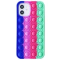 Effektfullt Fidget Pop It Silikonskal - iPhone 11 Blå-Rosa-Grön