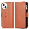 Miniatyrbillede 1 af 11: iPhone15PLUS - Stilrent Fodral med Dragkedja, Flip-Fodral med Axelrem Brun