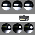 Miniatyrbild 3 av 3: Pannlampa - Ljusstark i litet format (COB/XPE LED) USB-laddning Svart