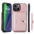 Pikkukuva 1 / 11: iPhone 15- Läderplånboksfodral med magnetiskt hållare Pink gold