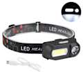 Miniatyrbilde 1 av 5: Pannlampa - Ljusstark i litet format (COB/XPE LED) USB-laddning Svart