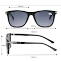 Pikkukuva 6 / 11: Bifokala Solglasögon UV-Skydd för Män & Kvinnor - Fyrkantig Design Black +3.5