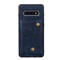 Pikkukuva 1 / 11: Kraftfullt Retro Skal med Korthållare - Samsung Galaxy S10+ Mörkblå
