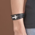 Pikkukuva 4 / 8: Stilsäkert Hög Kvalitets PU-Läder Kors Armband Guld 19CM