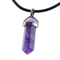 Miniatyrbillede 1 af 3: Halsband Choker Ametist Healing Wicca Pagan Boho - 2 längder 46/tyg