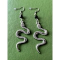 Miniatyrbilde 2 av 4: Örhängen Orm Snake XL Serpent Svart Ockultism Silver