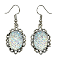 Miniatyrbillede 1 af 5: Earrings - Glitter - Druzy - Opal/White White